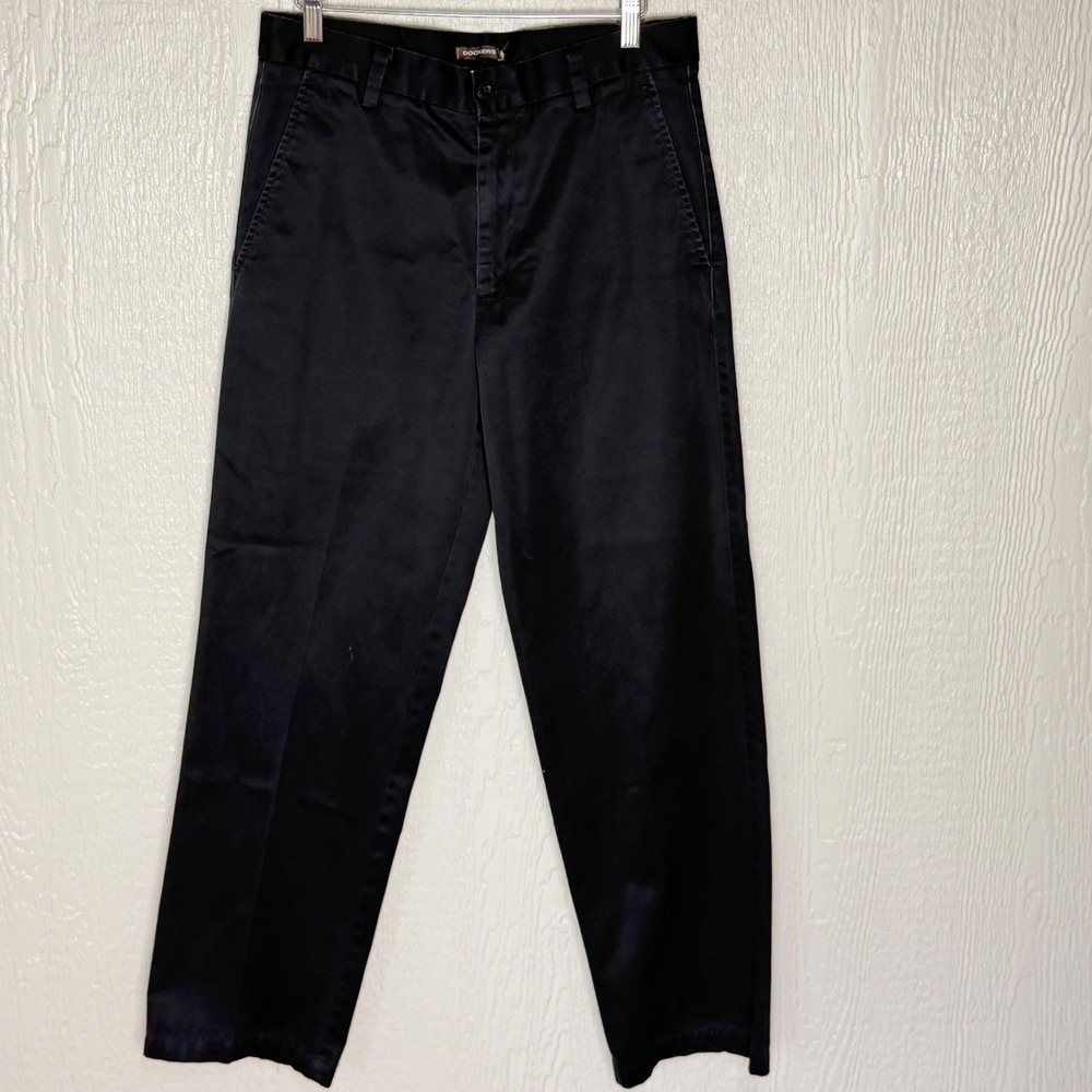 Dockers D2 Straight Fit Mens Chino Black 30x30 Cotton Twill Trousers Beautiful